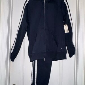 Men's Black Tracksuit with White Stripes